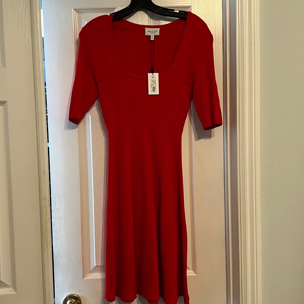Milly red knit dress